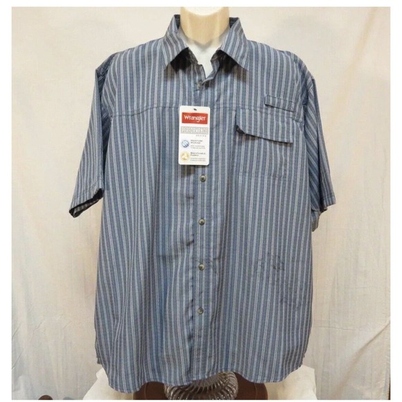 Wrangler Performance Shirt Short Sleeve Breathable NWT Fishing Blue Small - Picture 1 of 7